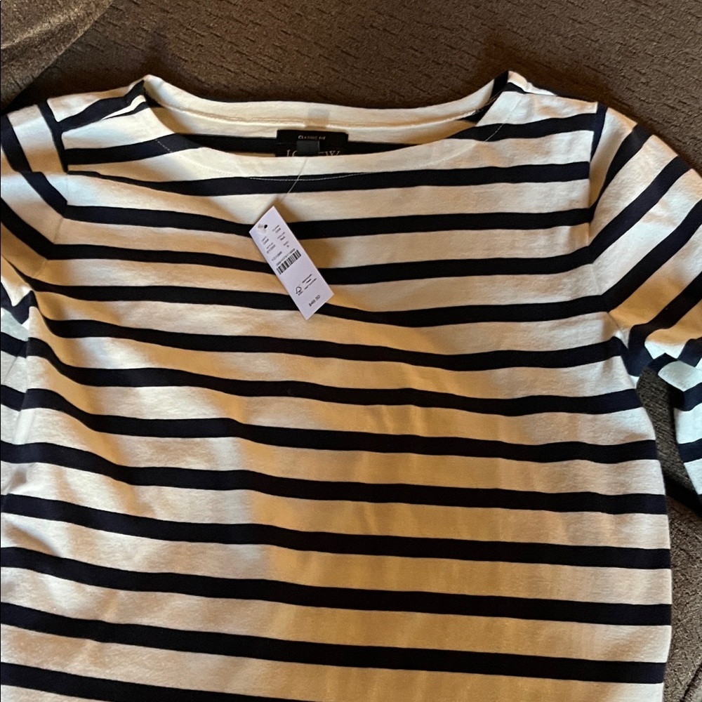 J. Crew Black and White Striped Top